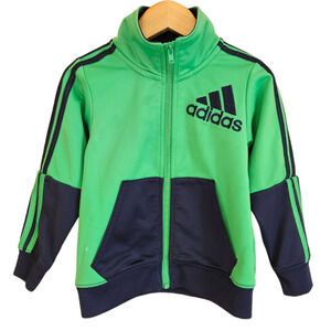 Adidas Boy's Sweatshirt Full Zip Green Navy Size 24 Months